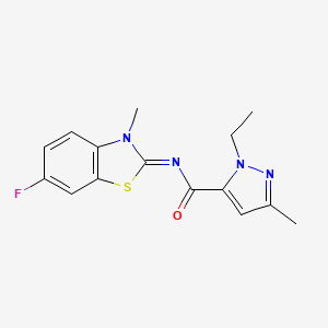 molecular formula C15H15FN4OS B2512178 (E)-1-ethyl-N-(6-fluoro-3-methylbenzo[d]thiazol-2(3H)-ylidene)-3-methyl-1H-pyrazole-5-carboxamide CAS No. 1173370-88-1