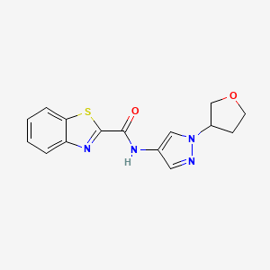 molecular formula C15H14N4O2S B2512187 N-(1-(四氢呋喃-3-基)-1H-吡唑-4-基)苯并[d]噻唑-2-甲酰胺 CAS No. 1797086-42-0