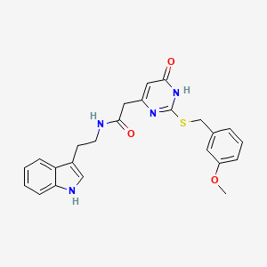 molecular formula C24H24N4O3S B2512211 N-(2-(1H-indol-3-yl)ethyl)-2-(2-((3-methoxybenzyl)thio)-6-oxo-1,6-dihydropyrimidin-4-yl)acetamide CAS No. 1105210-62-5