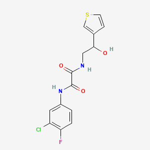 molecular formula C14H12ClFN2O3S B2512256 N1-(3-chloro-4-fluorophenyl)-N2-(2-hydroxy-2-(thiophen-3-yl)ethyl)oxalamide CAS No. 1251708-52-7