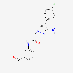 molecular formula C21H21ClN4O2 B2512257 N-(3-acetylphenyl)-2-(4-(4-chlorophenyl)-3-(dimethylamino)-1H-pyrazol-1-yl)acetamide CAS No. 1286720-11-3