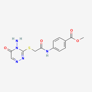 molecular formula C13H13N5O4S B2512276 Methyl 4-(2-((4-amino-5-oxo-4,5-dihydro-1,2,4-triazin-3-yl)thio)acetamido)benzoate CAS No. 869068-48-4