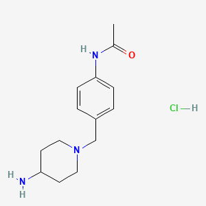 molecular formula C14H22ClN3O B2512307 N-{4-[(4-aminopiperidin-1-yl)methyl]phenyl}acetamide hydrochloride CAS No. 1702823-58-2