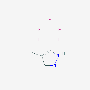 molecular formula C6H5F5N2 B2512310 4-methyl-3-(pentafluoroethyl)-1H-pyrazole CAS No. 1171011-59-8