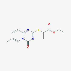 molecular formula C13H15N3O3S B2512329 Ethyl 2-((7-methyl-4-oxo-4H-pyrido[1,2-a](1,3,5)triazin-2-yl)sulfanyl)propanoate CAS No. 306979-27-1