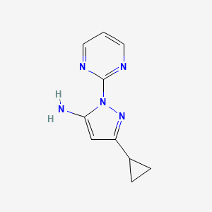 molecular formula C10H11N5 B2512359 3-cyclopropyl-1-(pyrimidin-2-yl)-1H-pyrazol-5-amine CAS No. 187795-41-1
