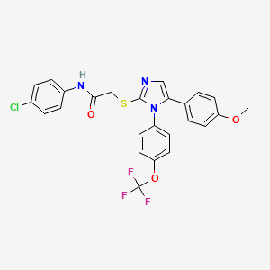 molecular formula C25H19ClF3N3O3S B2512380 N-(4-chlorophenyl)-2-((5-(4-methoxyphenyl)-1-(4-(trifluoromethoxy)phenyl)-1H-imidazol-2-yl)thio)acetamide CAS No. 1226445-12-0