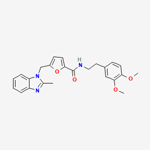 molecular formula C24H25N3O4 B2512385 N-(3,4-dimethoxyphenethyl)-5-((2-methyl-1H-benzo[d]imidazol-1-yl)methyl)furan-2-carboxamide CAS No. 1170428-94-0