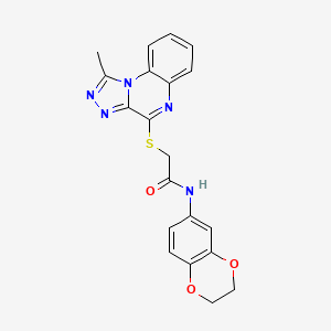 molecular formula C20H17N5O3S B2512393 N-(2,3-DIHYDRO-1,4-BENZODIOXIN-6-YL)-2-({1-METHYL-[1,2,4]TRIAZOLO[4,3-A]QUINOXALIN-4-YL}SULFANYL)ACETAMIDE CAS No. 1358401-76-9