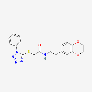 molecular formula C19H19N5O3S B2512395 N-(2-(2,3-dihydrobenzo[b][1,4]dioxin-6-yl)ethyl)-2-((1-phenyl-1H-tetrazol-5-yl)thio)acetamide CAS No. 315692-63-8