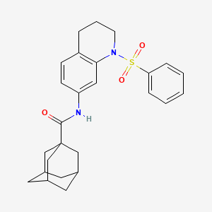 molecular formula C26H30N2O3S B2512453 N-[1-(benzenesulfonyl)-1,2,3,4-tetrahydroquinolin-7-yl]adamantane-1-carboxamide CAS No. 1005299-75-1