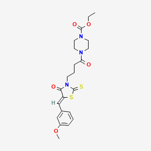 (Z)-ethyl 4-(4-(5-(3-methoxybenzylidene)-4-oxo-2-thioxothiazolidin-3-yl)butanoyl)piperazine-1-carboxylate
