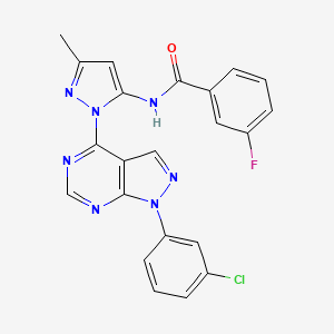 N-(1-(1-(3-chlorophenyl)-1H-pyrazolo[3,4-d]pyrimidin-4-yl)-3-methyl-1H-pyrazol-5-yl)-3-fluorobenzamide