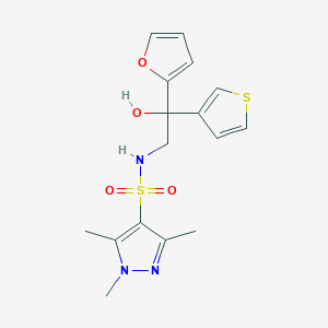 2-(furan-2-yl)-2-hydroxy-2-(thiophen-3-yl)-S-(1,3,5-trimethyl-1H-pyrazol-4-yl)ethane-1-sulfonamido