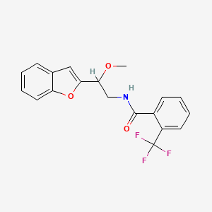 molecular formula C19H16F3NO3 B2512518 N-[2-(1-benzofuran-2-yl)-2-methoxyethyl]-2-(trifluoromethyl)benzamide CAS No. 2034206-32-9