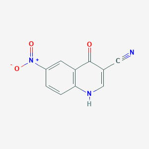 molecular formula C10H5N3O3 B2512544 6-Nitro-4-oxo-1,4-dihydroquinoline-3-carbonitrile CAS No. 214470-35-6