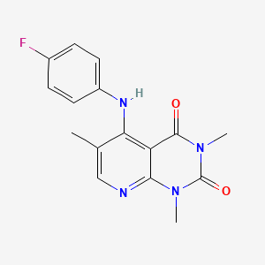 molecular formula C16H15FN4O2 B2512563 5-((4-fluorophenyl)amino)-1,3,6-trimethylpyrido[2,3-d]pyrimidine-2,4(1H,3H)-dione CAS No. 946305-01-7