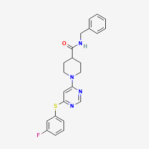 molecular formula C23H23FN4OS B2512577 N-benzyl-1-(6-((3-fluorophenyl)thio)pyrimidin-4-yl)piperidine-4-carboxamide CAS No. 1251622-55-5