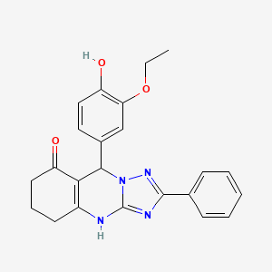 B2512582 9-(3-ethoxy-4-hydroxyphenyl)-2-phenyl-5,6,7,9-tetrahydro-[1,2,4]triazolo[5,1-b]quinazolin-8(4H)-one CAS No. 534589-27-0
