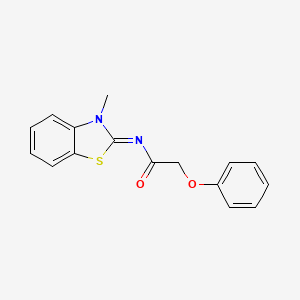 molecular formula C16H14N2O2S B2512604 N-[(2E)-3-methyl-2,3-dihydro-1,3-benzothiazol-2-ylidene]-2-phenoxyacetamide CAS No. 313469-57-7