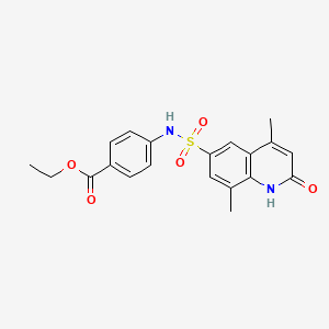 molecular formula C20H20N2O5S B2512630 Ethyl 4-(4,8-dimethyl-2-oxo-1,2-dihydroquinoline-6-sulfonamido)benzoate CAS No. 899998-89-1