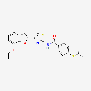 molecular formula C23H22N2O3S2 B2512632 N-(4-(7-ethoxybenzofuran-2-yl)thiazol-2-yl)-4-(isopropylthio)benzamide CAS No. 921527-48-2