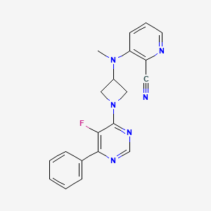 molecular formula C20H17FN6 B2512652 3-{[1-(5-Fluoro-6-phenylpyrimidin-4-yl)azetidin-3-yl](methyl)amino}pyridine-2-carbonitrile CAS No. 2380187-74-4