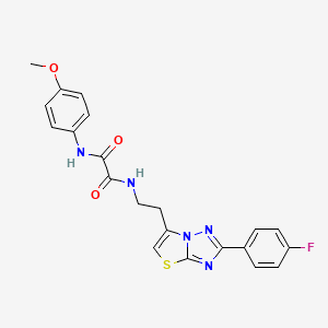 molecular formula C21H18FN5O3S B2512707 N1-(2-(2-(4-fluorophenyl)thiazolo[3,2-b][1,2,4]triazol-6-yl)ethyl)-N2-(4-methoxyphenyl)oxalamide CAS No. 894032-90-7