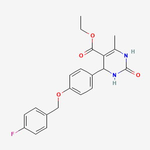 molecular formula C21H21FN2O4 B2512728 Ethyl 4-{4-[(4-fluorobenzyl)oxy]phenyl}-6-methyl-2-oxo-1,2,3,4-tetrahydro-5-pyrimidinecarboxylate CAS No. 329929-32-0
