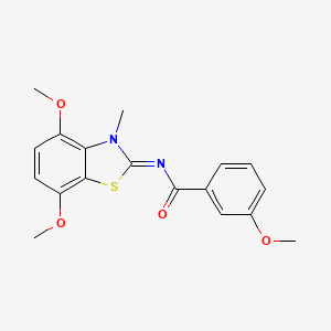 molecular formula C18H18N2O4S B2512738 N-[(2Z)-4,7-dimethoxy-3-methyl-2,3-dihydro-1,3-benzothiazol-2-ylidene]-3-methoxybenzamide CAS No. 868369-14-6