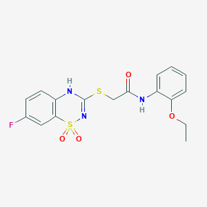 molecular formula C17H16FN3O4S2 B2512760 N-(2-ethoxyphenyl)-2-[(7-fluoro-1,1-dioxo-4H-1lambda6,2,4-benzothiadiazin-3-yl)sulfanyl]acetamide CAS No. 886954-74-1