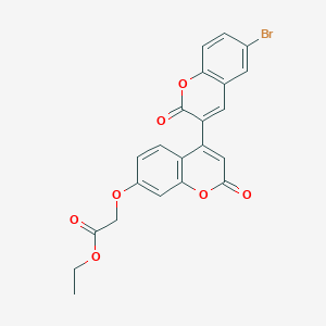 molecular formula C22H15BrO7 B2512763 ethyl 2-({6-bromo-2,2'-dioxo-2H,2'H-[3,4'-bichromene]-7'-yl}oxy)acetate CAS No. 869079-43-6