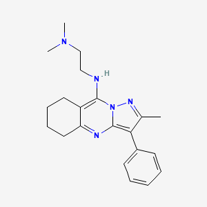 molecular formula C21H27N5 B2512824 N',N'-dimethyl-N-(2-methyl-3-phenyl-5,6,7,8-tetrahydropyrazolo[5,1-b]quinazolin-9-yl)ethane-1,2-diamine CAS No. 900276-25-7
