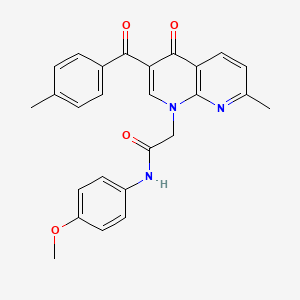 molecular formula C26H23N3O4 B2512831 N-(4-methoxyphenyl)-2-[7-methyl-3-(4-methylbenzoyl)-4-oxo-1,4-dihydro-1,8-naphthyridin-1-yl]acetamide CAS No. 894907-07-4