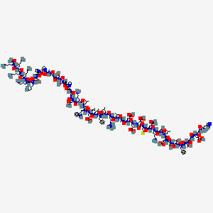 molecular formula C215H347N61O65S B2512833 (4S,7S)-4-[2-[(2S)-1-[[(2S)-1-[[(2R)-1-[[(2S)-1-[[(2S)-1-[[(2S)-1-[[(2S)-1-[[(2S,3R)-1-[[(2S)-1-[[(2S)-1-[[(2S)-1-[[(2S)-6-amino-1-[[(2S)-4-amino-1-[[2-[[2-[(2S)-2-[[(2S)-1-[[(2S)-1-[[2-[[(2R)-1-[(2S)-2-[(2S)-2-[[(2S)-1-[[(2S)-6-amino-1-[[(2S)-6-amino-1-[[(2S)-6-amino-1-[[(2S)-6-amino-1-[[(2S)-6-amino-1-[[(2S)-1,6-diamino-1-oxohexan-2-yl]amino]-1-oxohexan-2-yl]amino]-1-oxohexan-2-yl]amino]-1-oxohexan-2-yl]amino]-1-oxohexan-2-yl]amino]-1-oxohexan-2-yl]amino]-3-hydroxy-1-oxopropan-2-yl]carbamoyl]pyrrolidine-1-carbonyl]pyrrolidin-1-yl]-1-oxopropan-2-yl]amino]-2-oxoethyl]amino]-3-hydroxy-1-oxopropan-2-yl]amino]-3-hydroxy-1-oxopropan-2-yl]carbamoyl]pyrrolidin-1-yl]-2-oxoethyl]amino]-2-oxoethyl]amino]-1,4-dioxobutan-2-yl]amino]-1-oxohexan-2-yl]amino]-4-methyl-1-oxopentan-2-yl]amino]-3-(1H-indol-3-yl)-1-oxopropan-2-yl]amino]-4-carboxy-1-oxobutan-2-yl]amino]-3-methyl-1-oxopentan-2-yl]amino]-1-oxo-3-phenylpropan-2-yl]amino]-4-methyl-1-oxopentan-2-yl]amino]-5-carbamimidamido-1-oxopentan-2-yl]amino]-3-methyl-1-oxobutan-2-yl]amino]-1-oxopropan-2-yl]amino]-4-carboxy-1-oxobutan-2-yl]amino]-4-carboxy-1-oxobutan-2-yl]hydrazinyl]-7-[[(2S)-5-amino-2-[[(2S)-6-amino-2-[[(2S)-2-[[(2S)-2-[[(2S)-2-[[(2S)-2-[[(2S,3S)-2-[[(2S)-2-[[(2S,3S)-2-[[2-[[(2S)-2-[[2-[[(2S)-2-amino-3-(1H-imidazol-5-yl)propanoyl]amino]acetyl]amino]-4-carboxybutanoyl]amino]acetyl]amino]-3-hydroxybutanoyl]amino]-3-phenylpropanoyl]amino]-3-hydroxybutanoyl]amino]-3-hydroxypropanoyl]amino]-3-carboxypropanoyl]amino]-4-methylpentanoyl]amino]-3-hydroxypropanoyl]amino]hexanoyl]amino]-5-oxopentanoyl]amino]-9-methylsulfanyl-5,6-dioxononanoic acid CAS No. 827033-10-3