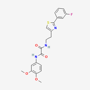 molecular formula C21H20FN3O4S B2512834 N'-(3,4-dimethoxyphenyl)-N-{2-[2-(3-fluorophenyl)-1,3-thiazol-4-yl]ethyl}ethanediamide CAS No. 895785-22-5