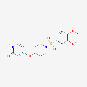 molecular formula C20H24N2O6S B2512839 4-((1-((2,3-dihydrobenzo[b][1,4]dioxin-6-yl)sulfonyl)piperidin-4-yl)oxy)-1,6-dimethylpyridin-2(1H)-one CAS No. 2034240-16-7