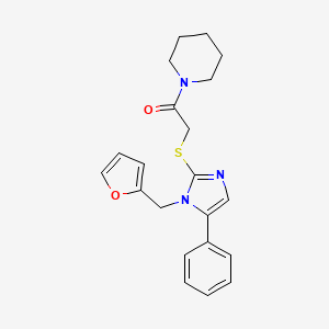 molecular formula C21H23N3O2S B2512843 2-({1-[(furan-2-yl)methyl]-5-phenyl-1H-imidazol-2-yl}sulfanyl)-1-(piperidin-1-yl)ethan-1-one CAS No. 483310-74-3