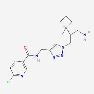 molecular formula C17H21ClN6O B2512847 N-[[1-[[2-(Aminomethyl)spiro[2.3]hexan-2-yl]methyl]triazol-4-yl]methyl]-6-chloropyridine-3-carboxamide CAS No. 2411260-88-1
