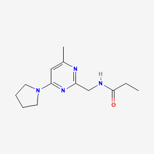 molecular formula C13H20N4O B2512874 N-((4-methyl-6-(pyrrolidin-1-yl)pyrimidin-2-yl)methyl)propionamide CAS No. 1797328-61-0