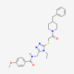 N-[[5-[2-(4-benzylpiperidin-1-yl)-2-oxoethyl]sulfanyl-4-ethyl-1,2,4-triazol-3-yl]methyl]-4-methoxybenzamide