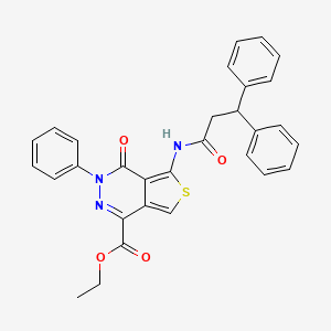 molecular formula C30H25N3O4S B2512899 ethyl 5-(3,3-diphenylpropanamido)-4-oxo-3-phenyl-3H,4H-thieno[3,4-d]pyridazine-1-carboxylate CAS No. 887869-94-5