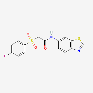 molecular formula C15H11FN2O3S2 B2512908 N-(1,3-benzothiazol-6-yl)-2-(4-fluorobenzenesulfonyl)acetamide CAS No. 922920-45-4