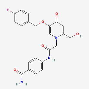 4-(2-(5-((4-fluorobenzyl)oxy)-2-(hydroxymethyl)-4-oxopyridin-1(4H)-yl)acetamido)benzamide