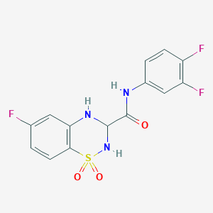 molecular formula C14H10F3N3O3S B2512929 N-(3,4-difluorophenyl)-6-fluoro-1,1-dioxo-3,4-dihydro-2H-1lambda6,2,4-benzothiadiazine-3-carboxamide CAS No. 1219146-22-1