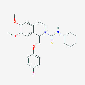 molecular formula C25H31FN2O3S B2512942 N-cyclohexyl-1-((4-fluorophenoxy)methyl)-6,7-dimethoxy-3,4-dihydroisoquinoline-2(1H)-carbothioamide CAS No. 536699-50-0