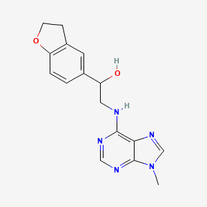B2512947 1-(2,3-Dihydro-1-benzofuran-5-yl)-2-[(9-methylpurin-6-yl)amino]ethanol CAS No. 2379996-90-2
