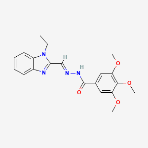 molecular formula C20H22N4O4 B2512950 N'-[(E)-(1-ethyl-1H-benzimidazol-2-yl)methylidene]-3,4,5-trimethoxybenzohydrazide CAS No. 613219-69-5