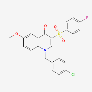 molecular formula C23H17ClFNO4S B2512958 1-[(4-chlorophenyl)methyl]-3-(4-fluorobenzenesulfonyl)-6-methoxy-1,4-dihydroquinolin-4-one CAS No. 866810-12-0