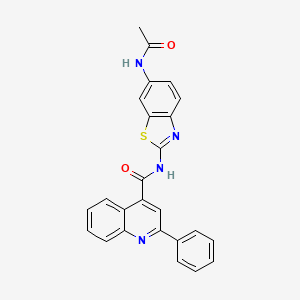 molecular formula C25H18N4O2S B2512959 N-(6-acetamido-1,3-benzothiazol-2-yl)-2-phenylquinoline-4-carboxamide CAS No. 392249-75-1